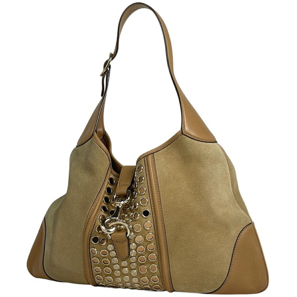 Gucci studded Shoulder Bag Hobo leather beige